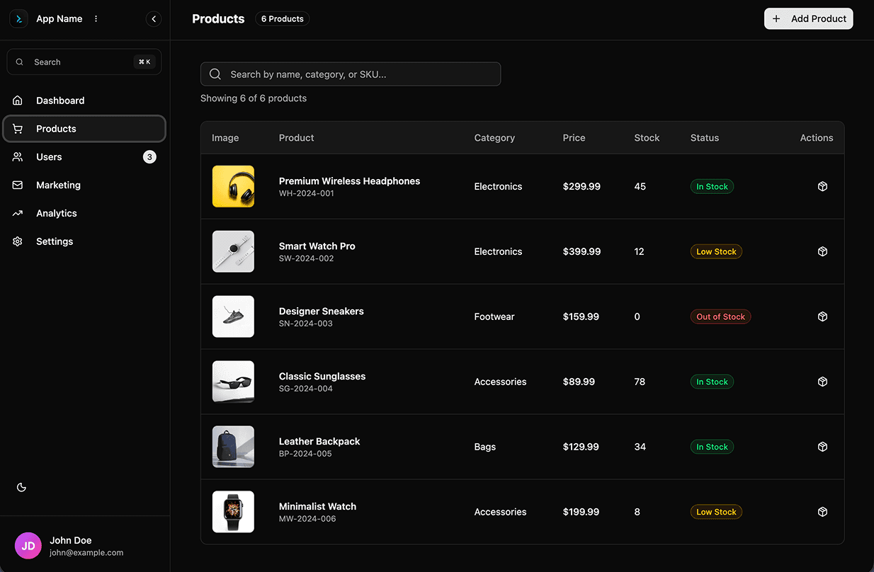 Analytics Dark Mode