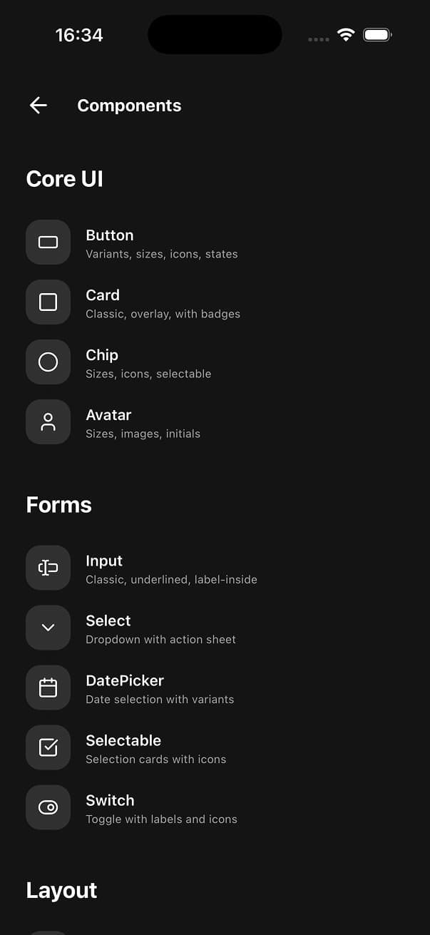 Uniwind Starter Dark Screen 13